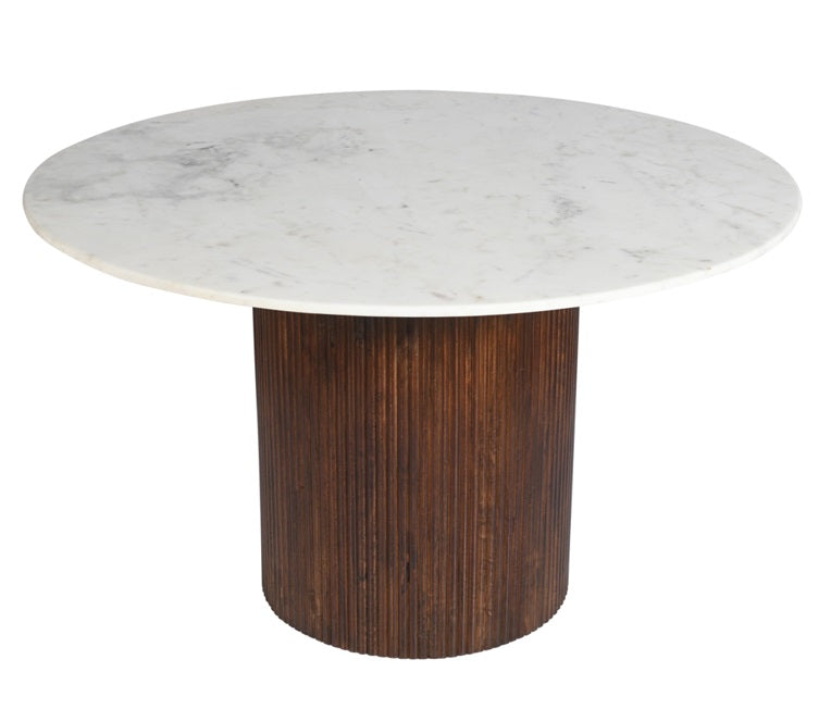 Mesa de comedor  redonda 120-130 mármol y madera de mango Zahara