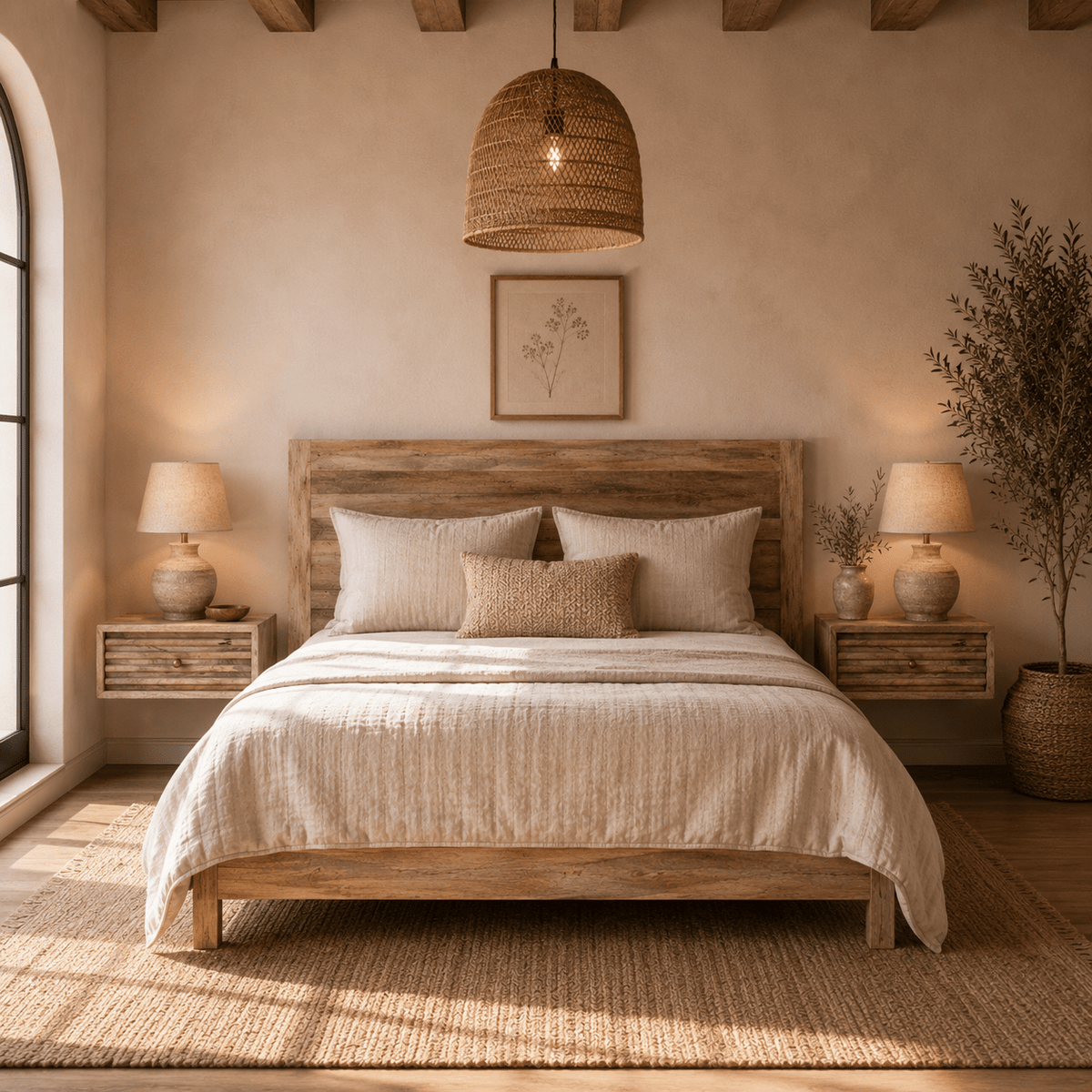 Mesilla de noche Arlet de madera de mango natural 45 cm - Vintahome