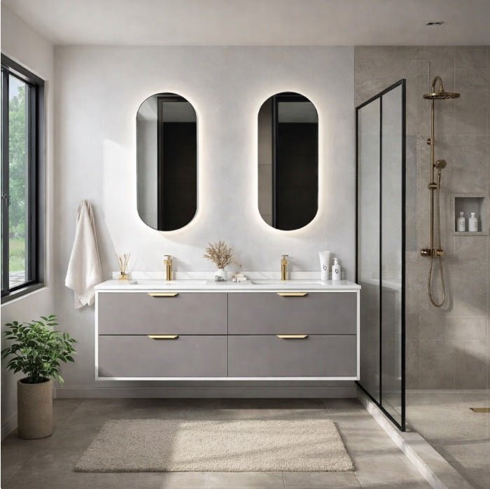 Mueble de baño 2 lavabos y 2 espejos led Nubio 120 - Vintahome
