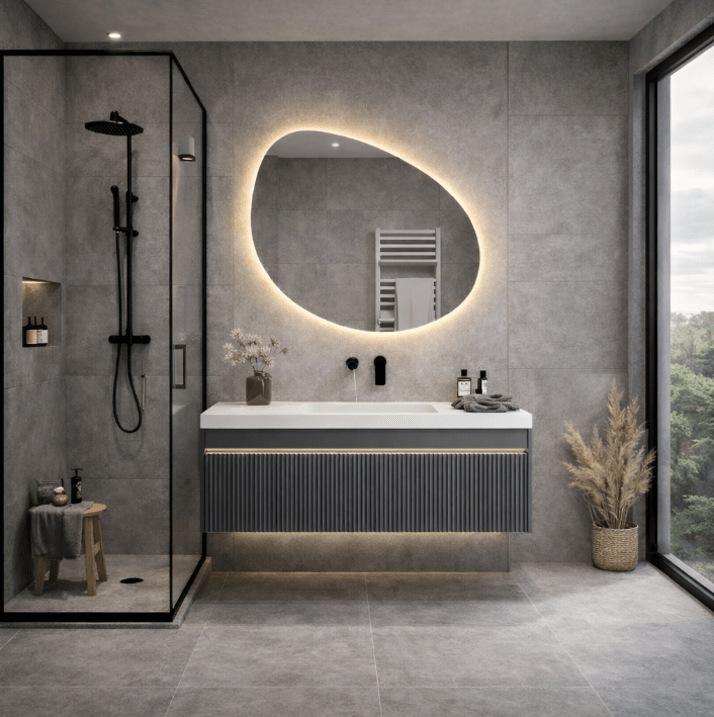 Mueble de baño led 1 cajón con lavabo y espejo led Lendin 100cm - Vintahome