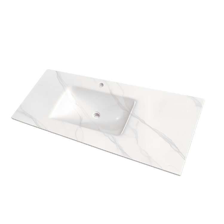 Mueble de baño suspendido KENTO 120 con espejo LED y lavabo Calacatta - Vintahome