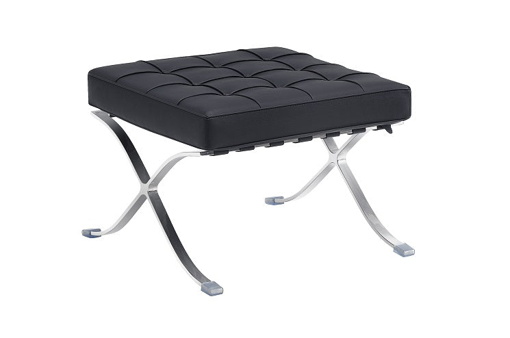 Pouf recouvert de simili-cuir Barna noir