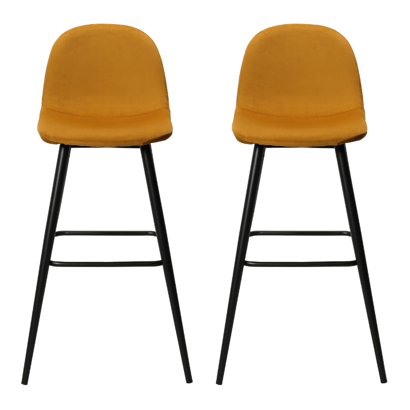 Pack 2 Taburetes de bar terciopelo H75cms Bravus - Vintahome