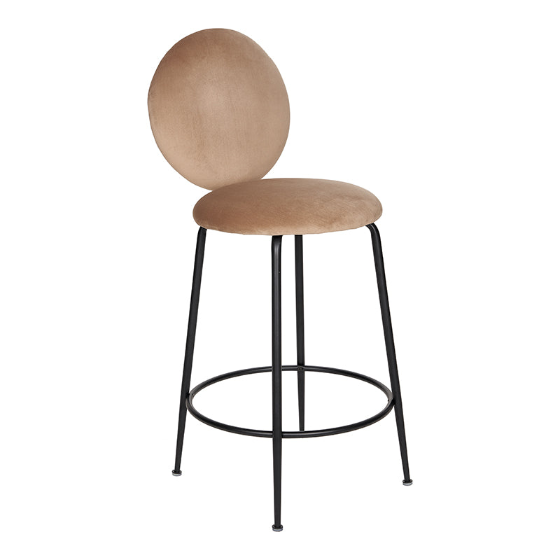 Taburete de bar Eloisse negro con respaldo H65 terciopelo beige