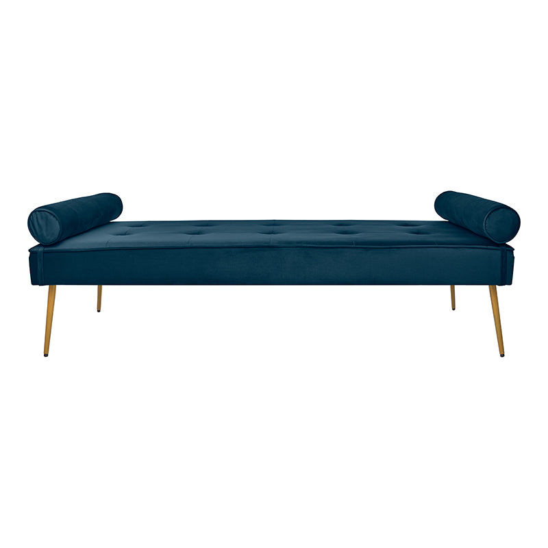 Banc en velours bleu et pieds dorés 185 Bisseu