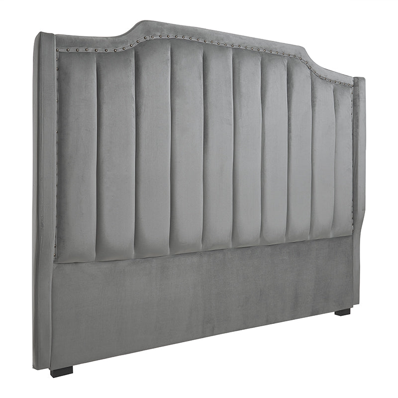 Cabecero de cama de terciopelo gris clásico