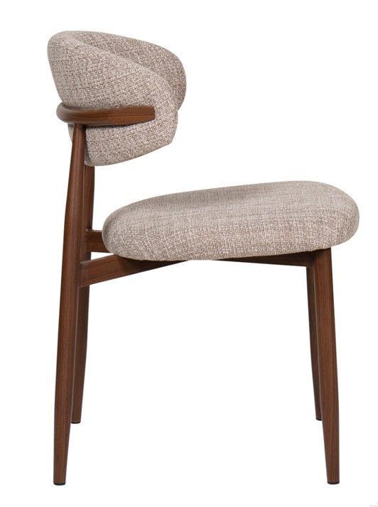 Silla de comedor nórdica acero nogal Olimpo taupe