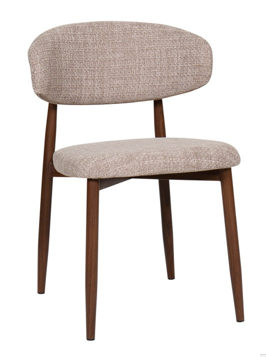 Silla de comedor nórdica acero nogal Olimpo taupe