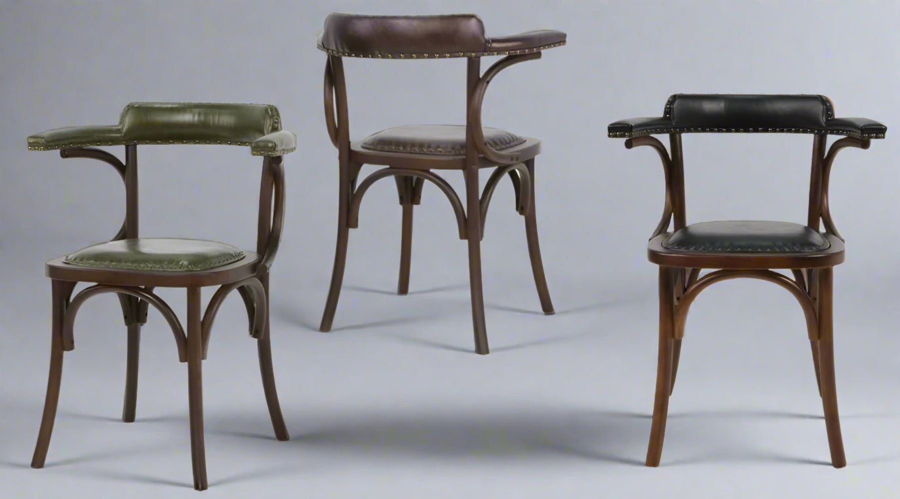 Silla vintage bistro apoyabrazos madera tapizado Bona