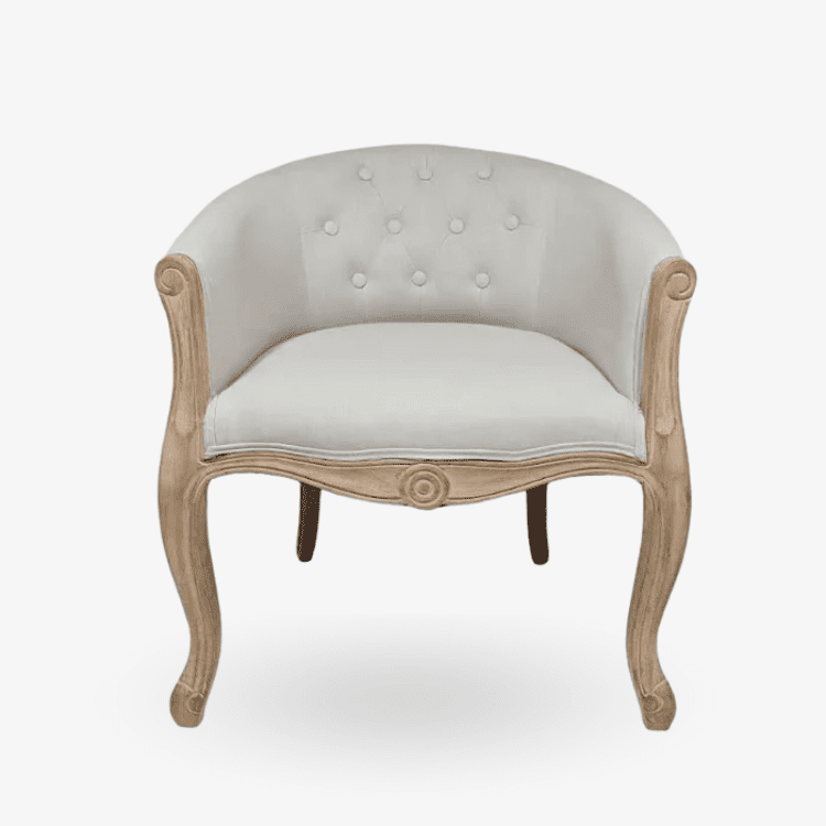 Sillón capitoné tapizado en madera natural - Vintahome