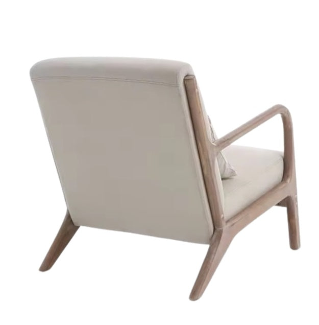 Fauteuil nordique en bois recouvert de lin beige