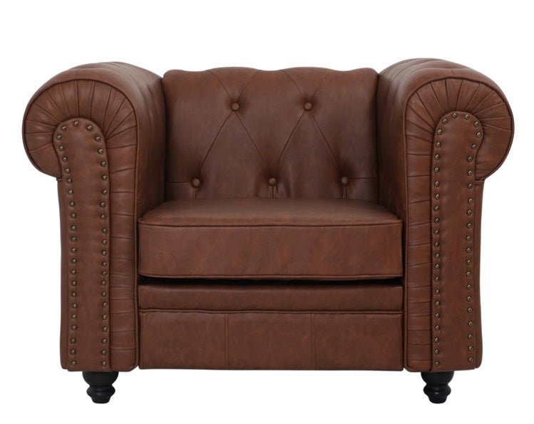 Canapé Chesterfield 1 place marron vintage
