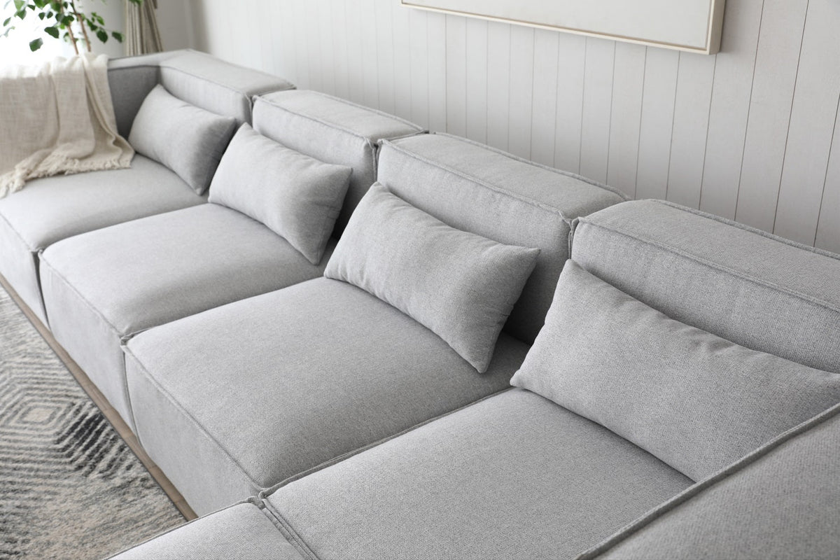 Canapé modulable 4 places avec 2 canapés d'angle et 1 pouf Capri gris