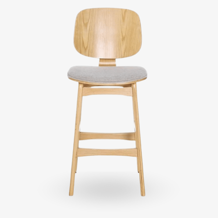 Taburete madera natural y tapizado H65 Everly - Vintahome
