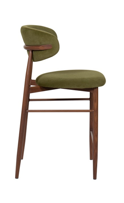 Taburete de bar nórdico H65 cm Olimpo terciopelo verde