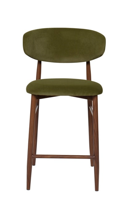 Taburete de bar nórdico H65 cm Olimpo terciopelo verde